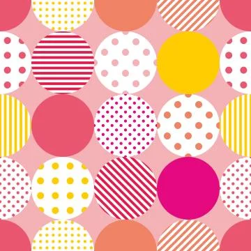 Tile vector pattern with polka dots on pastel pink background Stock Illustration