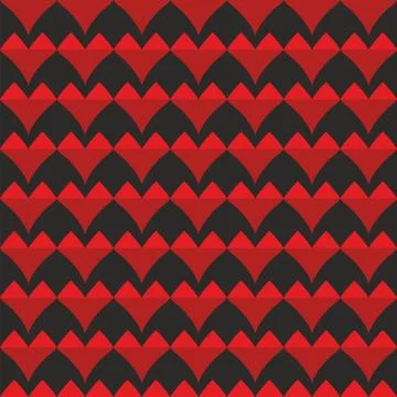 Tile vector pattern with red hearts on black background Stock Illustration
