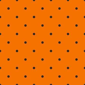 Tile vector pattern with seamless black polka dots on orange background Illustrazione stock