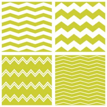 Tile vector pattern set with green and white zig zag print background Illustrazione stock