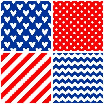 Tile vector pattern set on red and blue background Stock Illustration