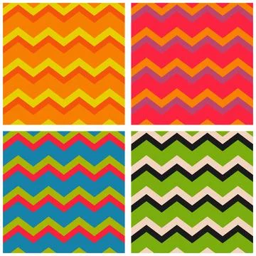 Tile vector pattern set with zig zag background Stock Illustration