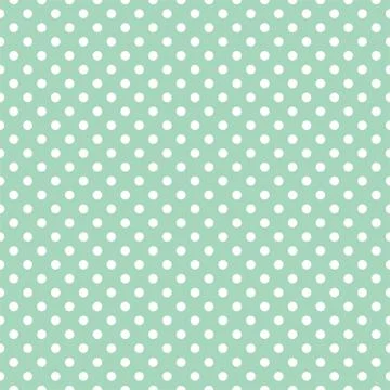 Tile vector pattern with small white polka dots on mint green background Stock Illustration