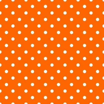Tile vector pattern with small white polka dots on neon orange background Stock Illustration