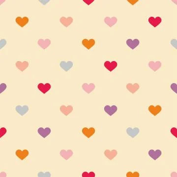 Tile vector pattern with sweet hearts on pastel background Stock Illustration