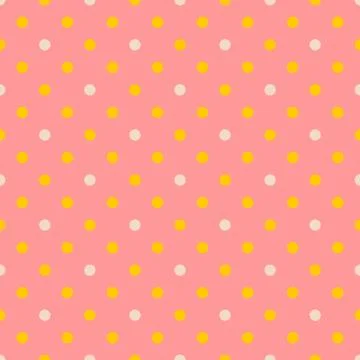 Tile vector pattern with white and yellow polka dots on orange background Stock Illustration