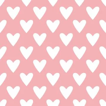 Tile vector pattern with white hearts on pastel pink background Stock Illustration