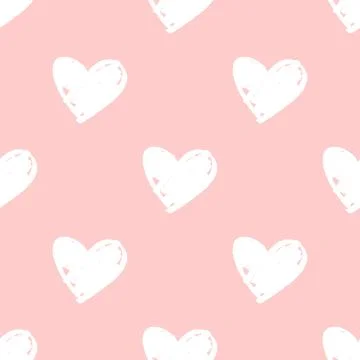 Tile vector pattern with white hearts on pink background Stock Illustration