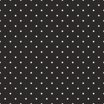 Tile vector pattern with white polka dots on black background Illustrazione stock