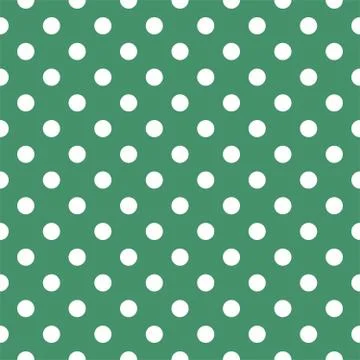 Tile vector pattern with white polka dots on dark green background Stock Illustration