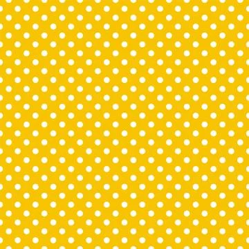 Tile vector pattern with white polka dots on yellow background Stock Illustration