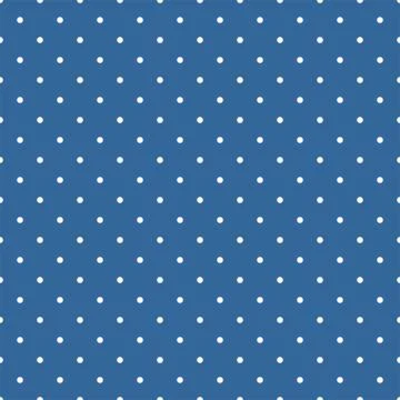 Tile  vector pattern with white polka dots on a sailor navy blue background Stock Illustration