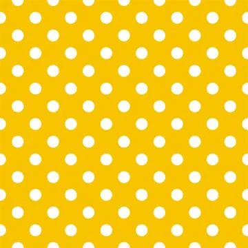 Tile vector pattern with white polka dots on yellow background Illustrazione stock