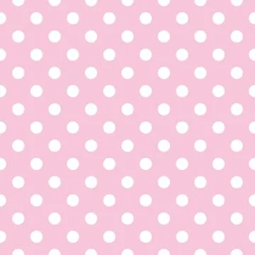 Tile vector pattern with white polka dots on pastel pink background Stock Illustration