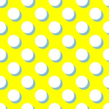 Tile vector pattern with white polka dots on yellow background Stock Illustration