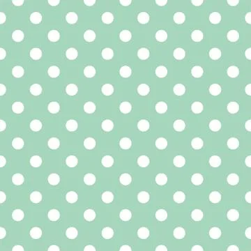 Tile vector pattern with white polka dots on mint green background Illustrazione stock