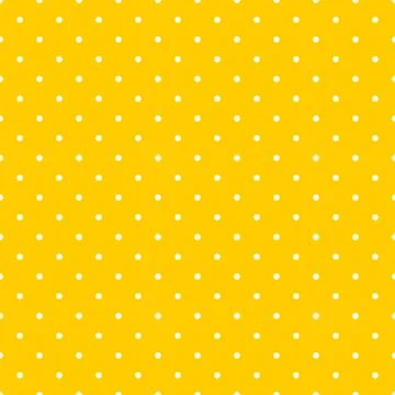Tile vector pattern with white polka dots on yellow background Stock Illustration
