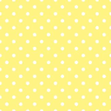 Tile vector pattern with white polka dots on yellow background Stock Illustration