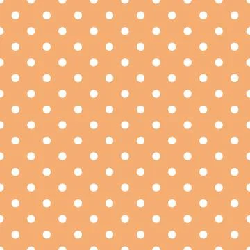 Tile vector pattern with white polka dots on pastel coral orange background Stock Illustration