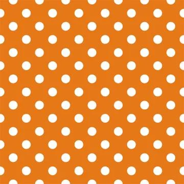 Tile vector pattern with white polka dots on orange background Stock Illustration