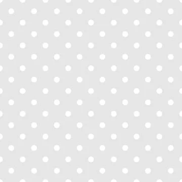 Tile vector pattern with white polka dots on grey background Stock Illustration