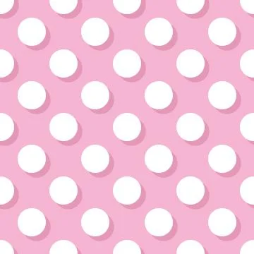 Tile vector pattern with white polka dots on pink background Stock Illustration