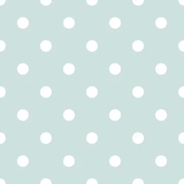 Tile vector pattern with white polka dots on mint green background 库存插图
