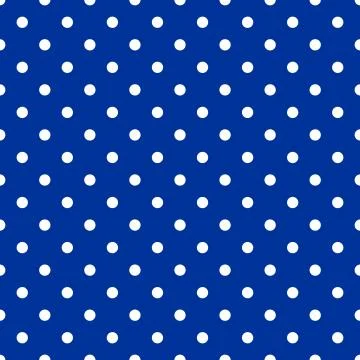 Tile vector pattern with white polka dots on dark blue background Stock Illustration