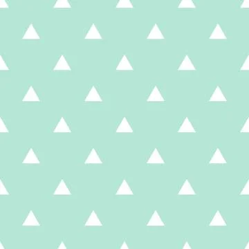 Tile vector pattern with white triangles on mint green background Stock Illustration