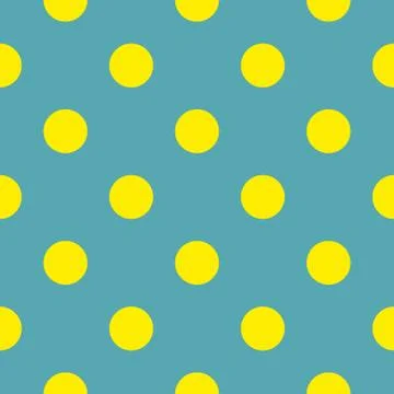 Tile vector pattern with yellow polka dots on blue background 库存插图