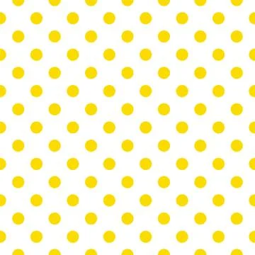 Tile vector pattern with yellow polka dots on white background Stock Illustration