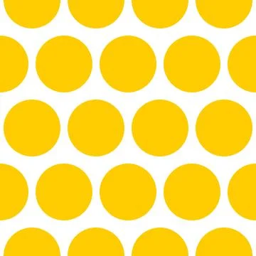 Tile vector pattern with yellow polka dots on white background Stock Illustration