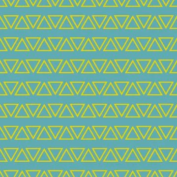Tile vector pattern with yellow triangles on pastel mint green background Stock Illustration