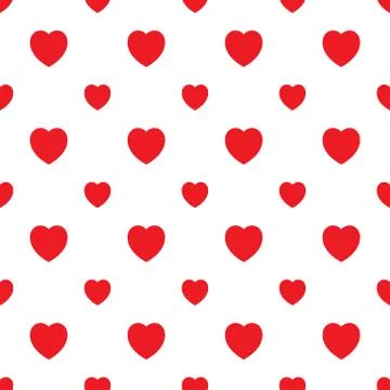 Tile vector seamless pattern with red hearts on white background Stock Illustration