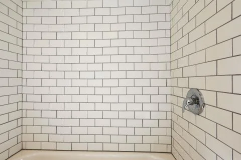 Tile wall trim in bathroom Stock Photos