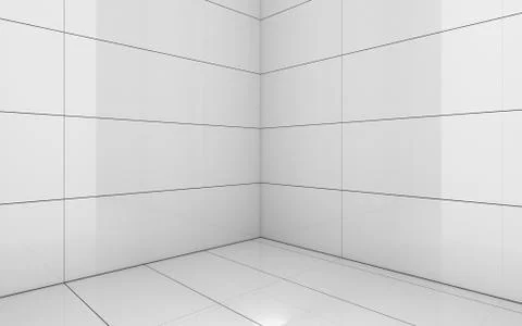 Tile white room, texture background, 3d render illustration Stock Illustration