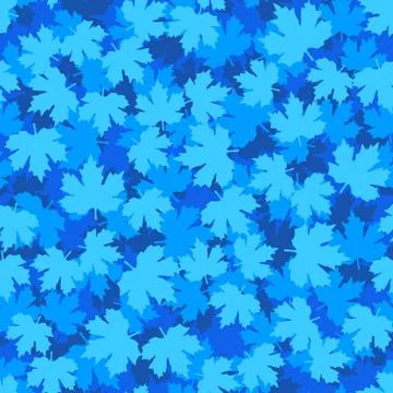 Tileable background with blue winter maple leaves Stock Illustration