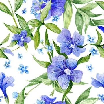 Tileable Floral Texture on White Background Ilustración de archivo