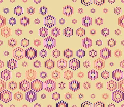 Tileable hexagon pattern. Multicolored geometric elements of varied size. S.. 库存插图