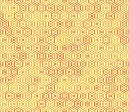 Tileable Hexagon Pattern. Stacked hexagon bold mosaic cell. Orange color to.. Stock Illustration