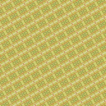 Tileable outline background pattern single-line style in pear green, orange zest Illustrazione stock
