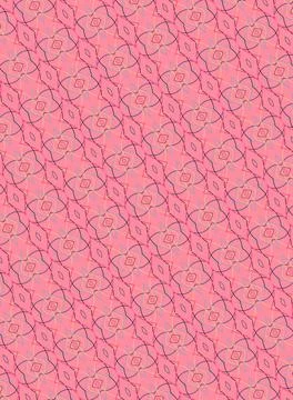 Tileable outline background pattern single-line style in hot pink, rose bud, sor Stock Illustration