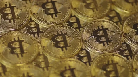 Tiled Bitcoin background with soft focus Stock-Footage 155079477