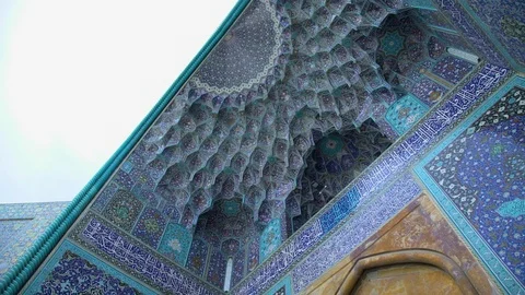 Tiled ceiling and arch of a mosque Video stock 100853455