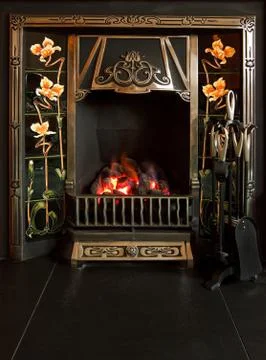 Tiled fireplace Stock Photos