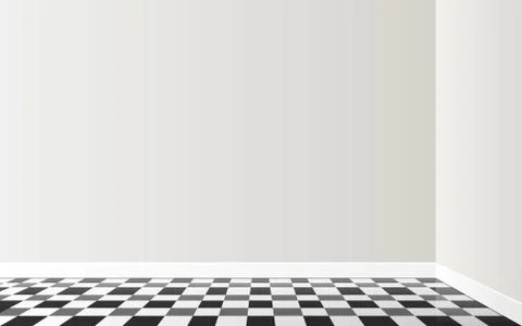 Tiled floor in the white studio room Stock Illustration