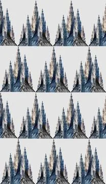 Tiled gothic castle abstract pattern with plain light gray background Stock Illustration