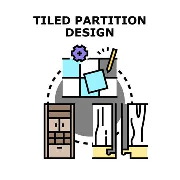 Tiled partition design planning and home renovation concept Stock Illustration