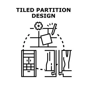 Tiled partition design planning and home renovation concept Stock Illustration