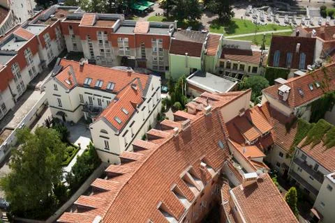 Tiled roofs in the centre of Vilnius Stock Photos